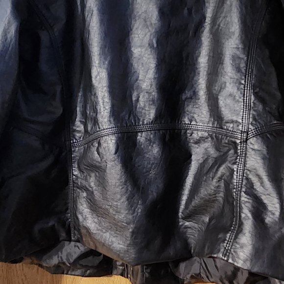 Faux Black Leather Jacket - Picture 10 of 11